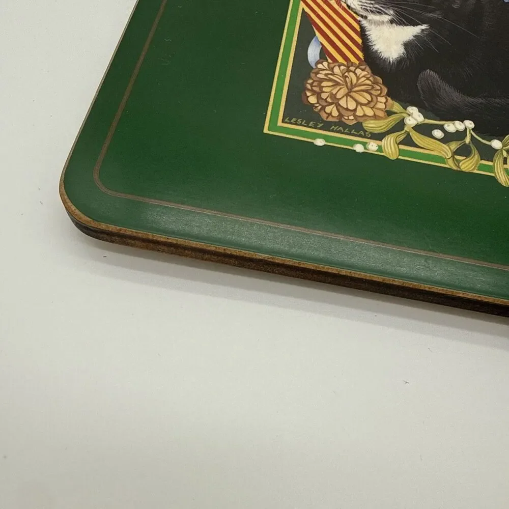 Vintage Pimpernel Cork Backed Placemat Cats Christmas Decorative Holiday Festive